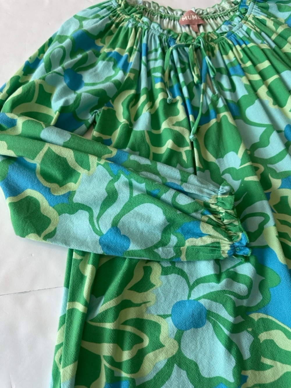 Show Me Your Mumu Small Margo Tunic in vibrant "Abstract Poppy Multi" green/blu - Picture 6 of 11